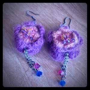 Wool crochet earrings